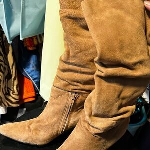 Tan Suede Slouch Boots